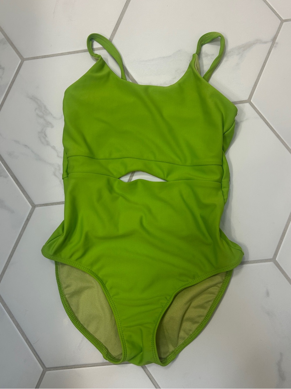 Five Dancewear Lime Green loetard with Front keyhole Cutout